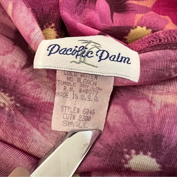 Vintage Maxi Dress Floral Pink Sun Dress Pacific Palm Size Small Summer Cover Up - Picture 9 of 14